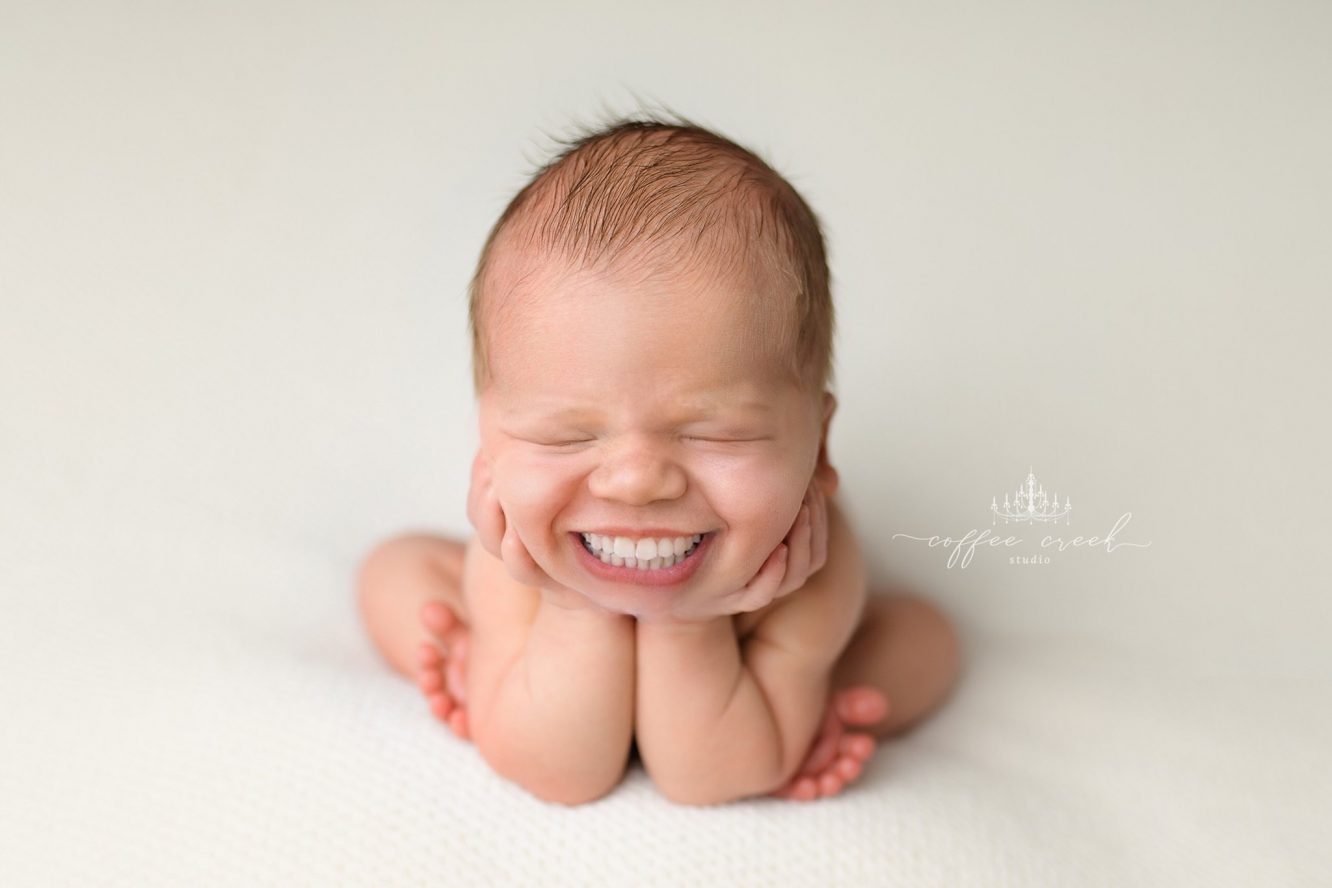 These photo is adds full sets of teeth to newborn photos and the results are both funny and creepy